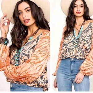 Free People Cruisin’ Together Printed Top, Size X-Small.
